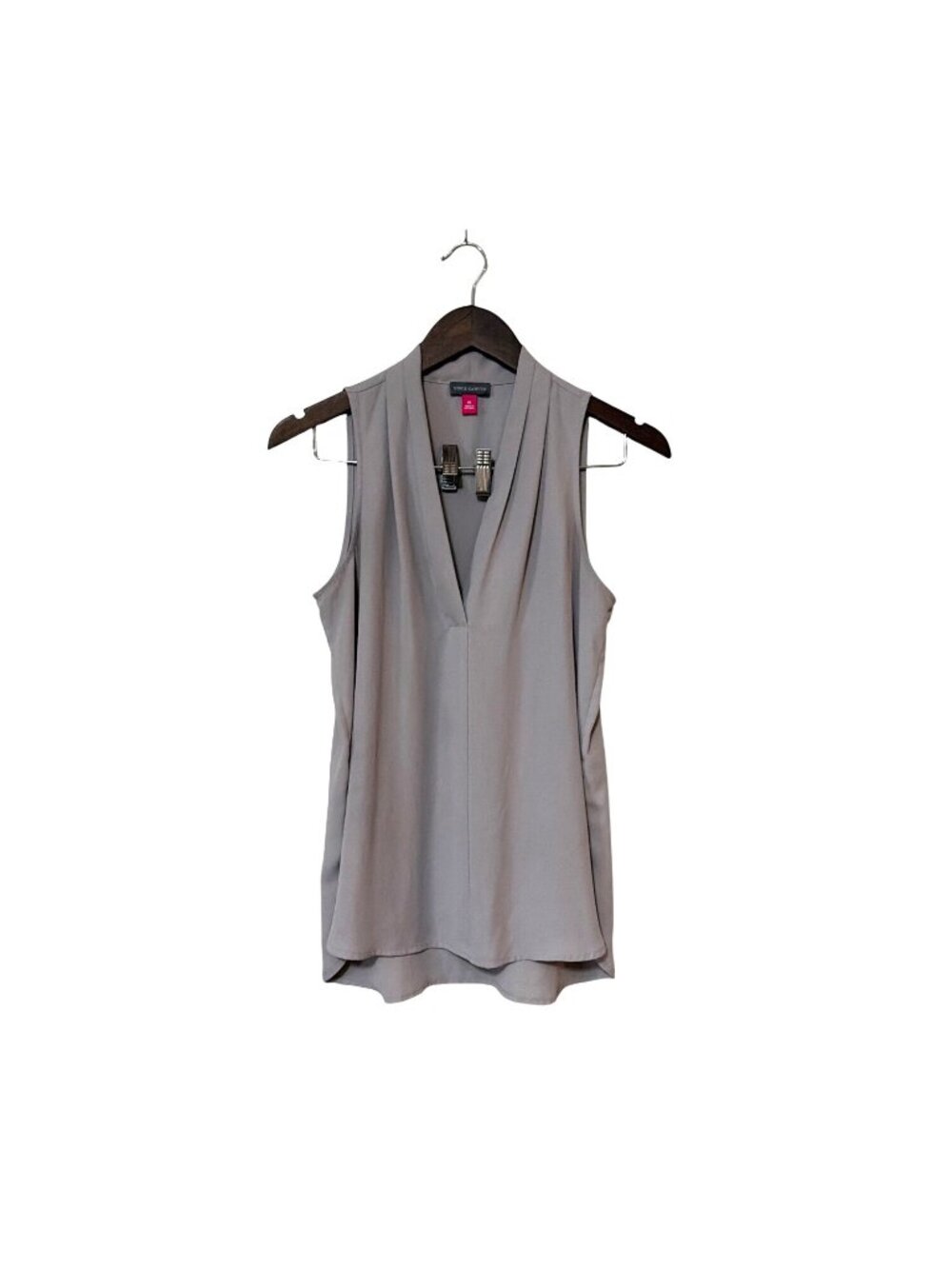 Vince Camuto XS Sleeveless Gray V-Neck Blouse Top Lightweight Womens‎ Career
